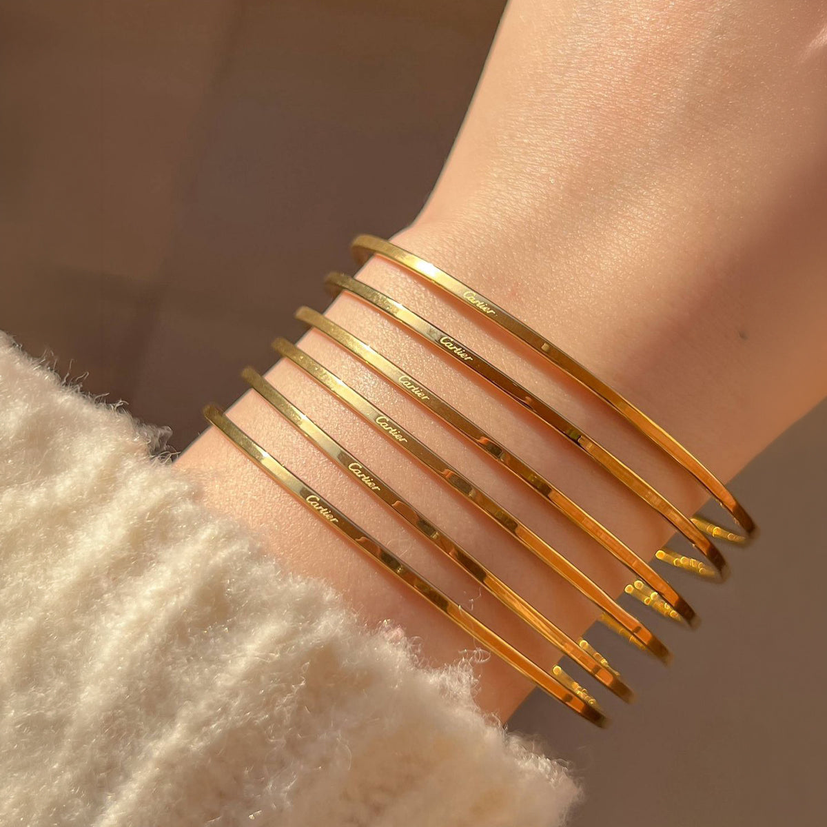 Cartier Engraved Bangle | 6 Piece Set