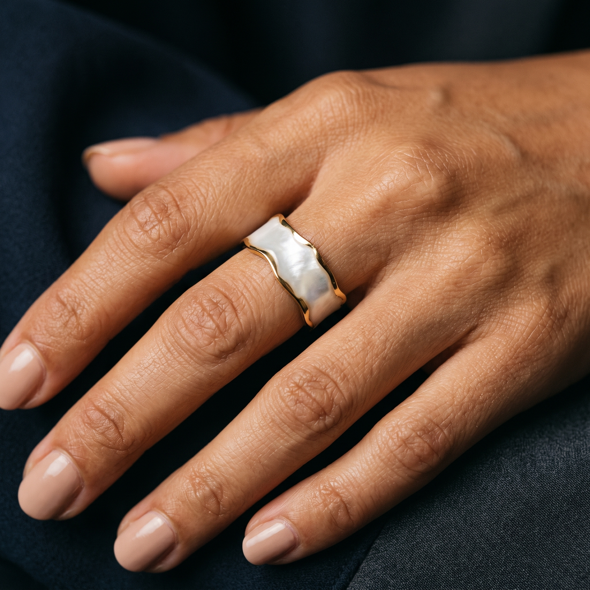 Lulu Pearl Wave Ring | Free Size