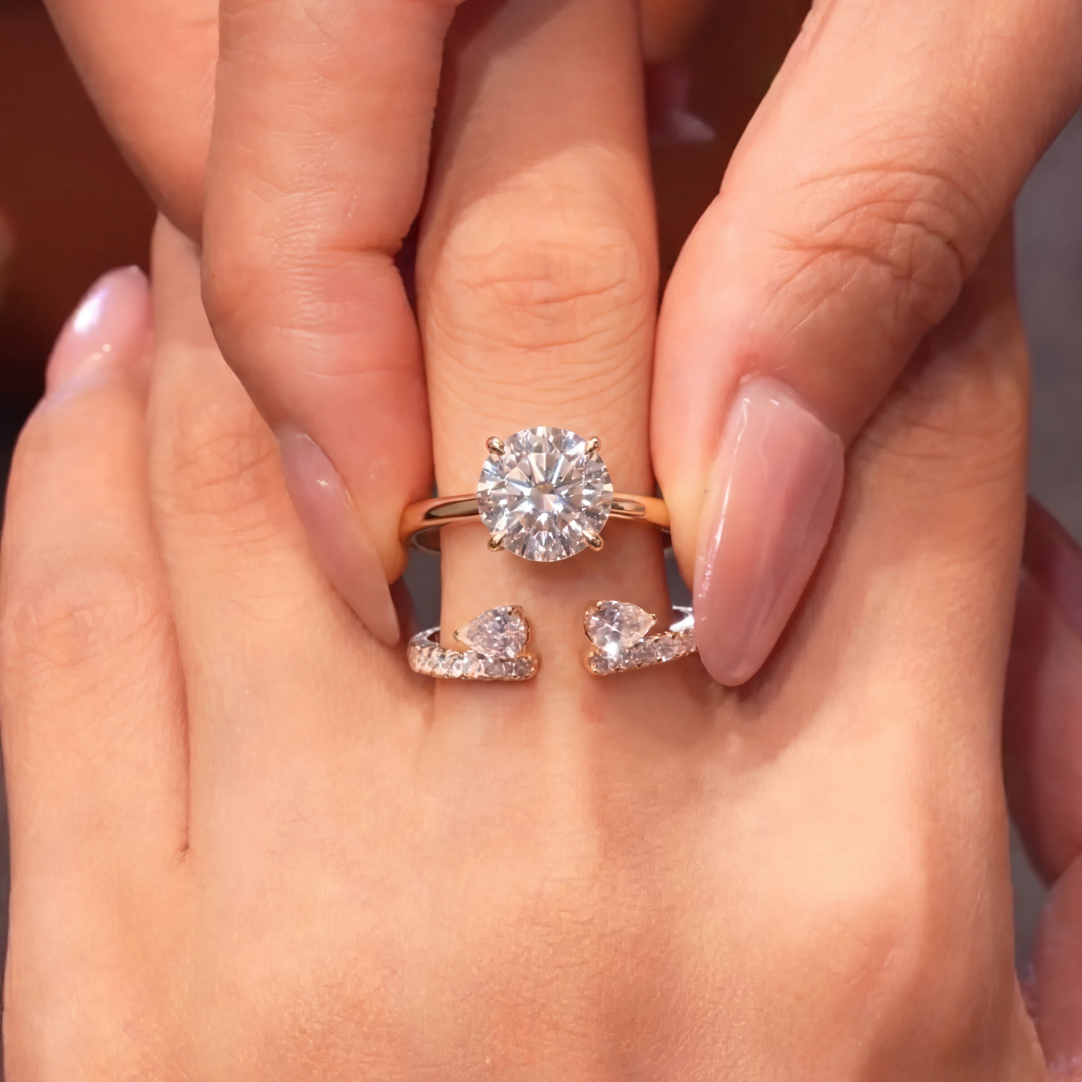 Solitaire Pear Ring Set