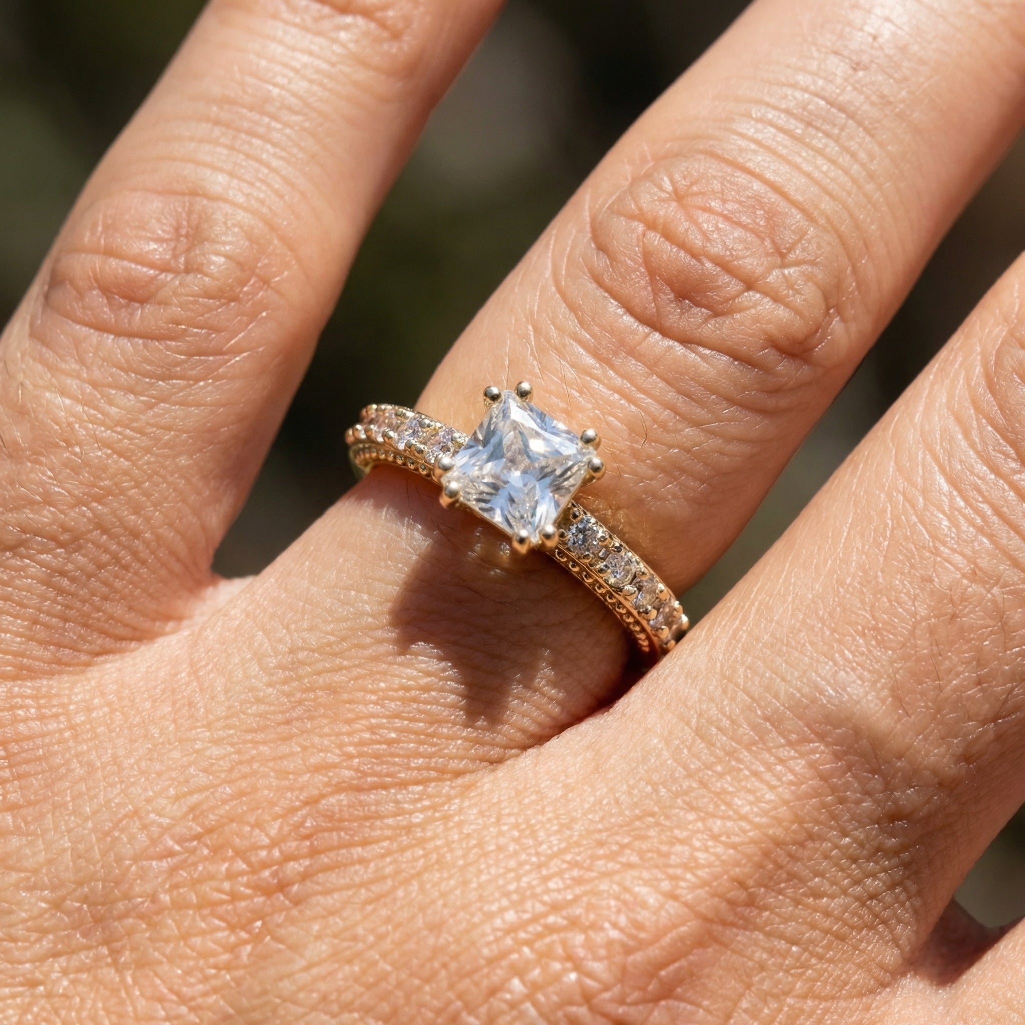 Princess-cut CZ Diamond Ring